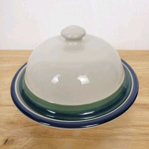 Vtg‎ 90s Pfaltzgraff Ocean Breeze Stoneware Round Covered Butter/Cheese Dish USA